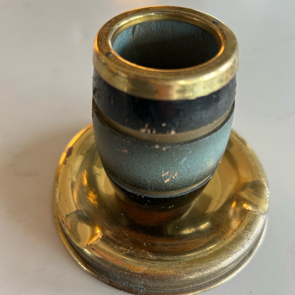 Vintage Brass and Wooden Barrel Cigarette holder and ashtray - Made in Holland